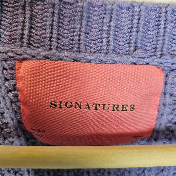 Signature8 Purple Knit Chunky Balloon Sleeve Open Cardigan Sweater Size Small - Picture 6 of 9